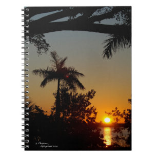 Sunrise Palm tree Ocean Notebook