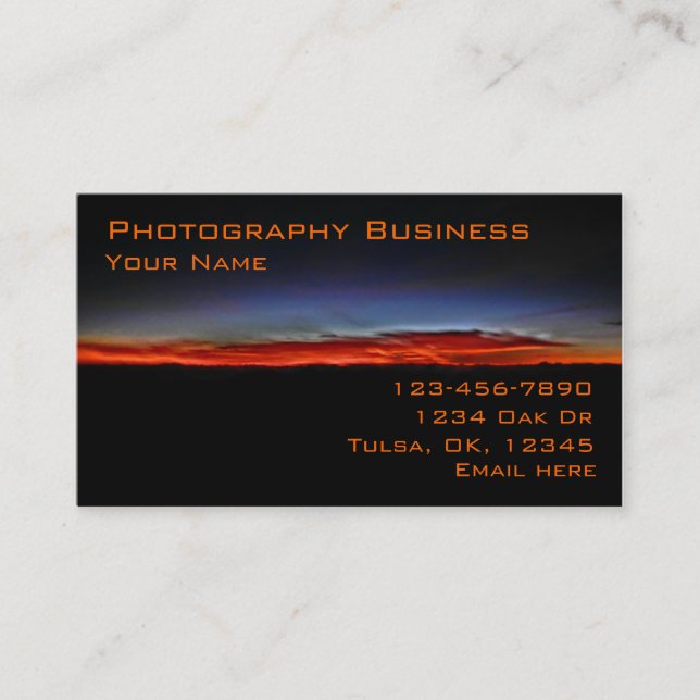Sunrise Photography customizable business cards (Front)