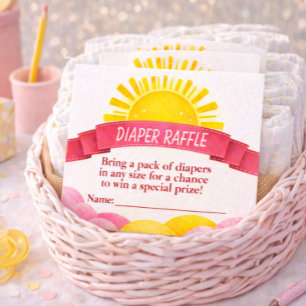 Sunrise Pink Diaper Raffle Sunshine Theme Enclosur Enclosure Card