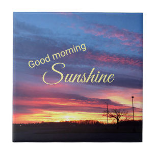 Sunrise Purple Sky Photo Good Morning Tile