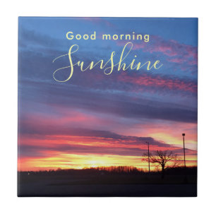 Sunrise Purple Sky Photo Good Morning Tile