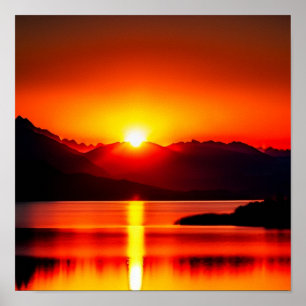 Sunrise Reflecting Over a Lake Poster