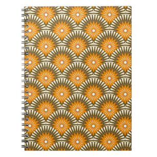 Sunrise retro flower - Orange & brown Notebook