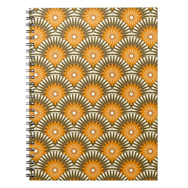 Sunrise retro flower - Orange & brown Notebook (Front)