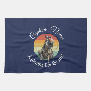 Sunrise Rum Skeleton Priate Party   Kitchen Towel