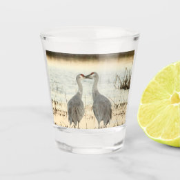 Sunrise Sandhill Crane pair Shot Glass