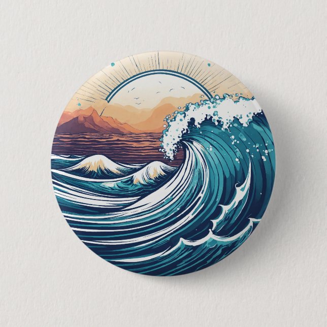 Sunrise Seashore: Coastal Patches Collections 2 Inch Round Button (Front)