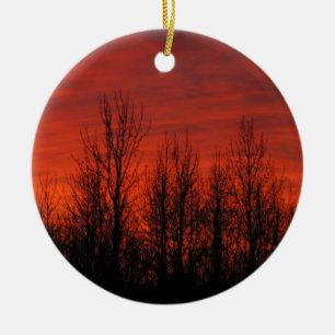 Sunrise Silhouette Ceramic Ornament