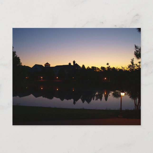 Sunrise Silouette In Orlando, Florida Over Rooftop Postcard (Front)