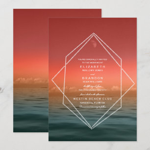 Sunrise Skies Ocean Moon Wedding Invitation