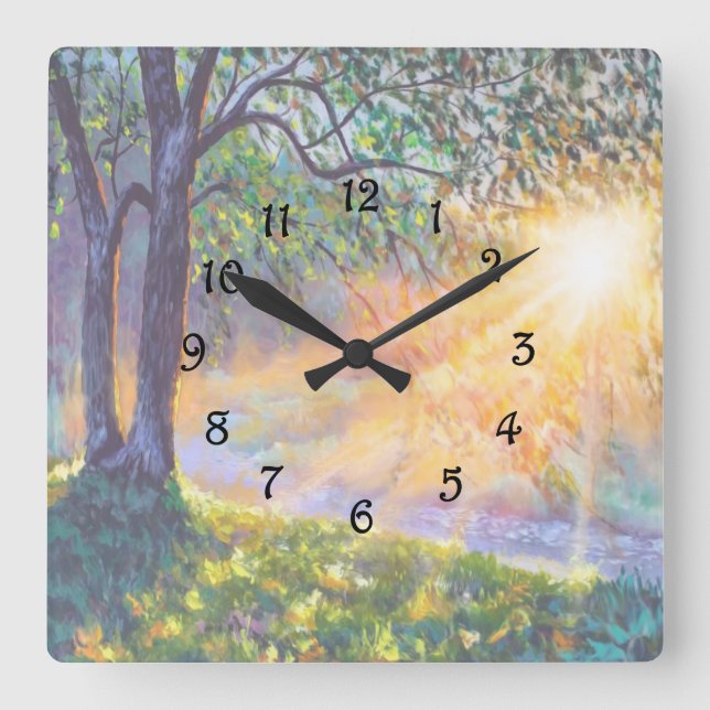 Sunrise Square Wall Clock (Front)