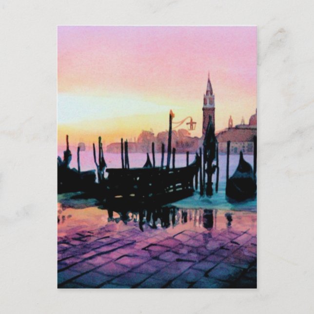 "Sunrise St. Mark's" Gondola Watercolor Postcard (Front)