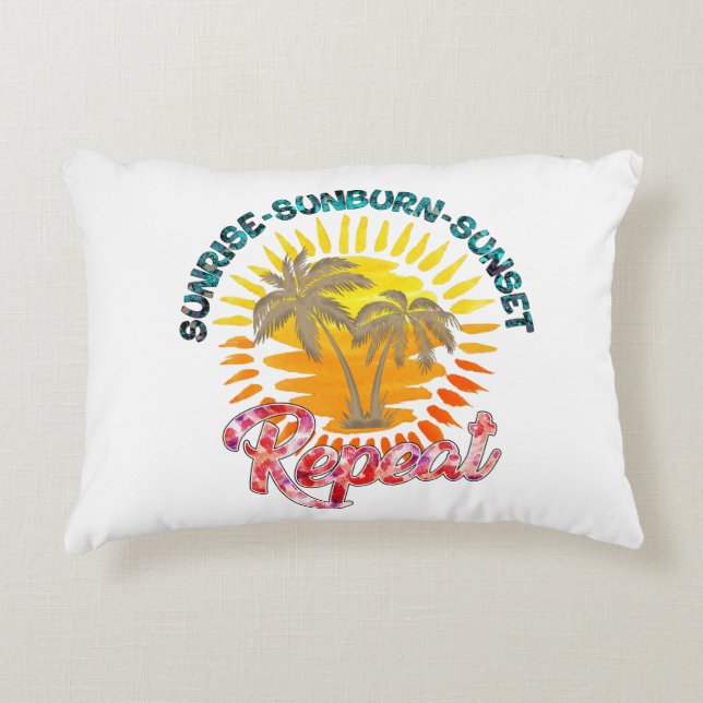 Sunrise-Sunburn-Sunset-Repeat | Golden Palm Trees Accent Pillow (Front)