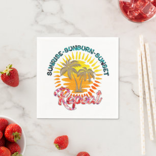 Sunrise-Sunburn-Sunset-Repeat   Golden Palm Trees Napkin