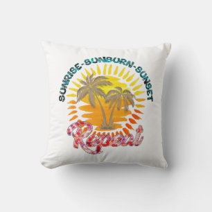 Sunrise-Sunburn-Sunset-Repeat   Golden Palm Trees Throw Pillow