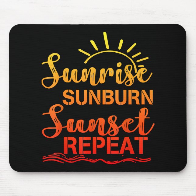 Sunrise Sunburn Sunset Repeat Retro Summer Mouse Pad (Front)