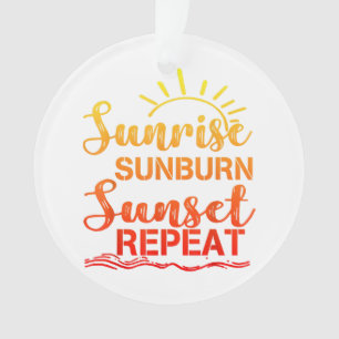 Sunrise Sunburn Sunset Repeat Retro Summer Ornament