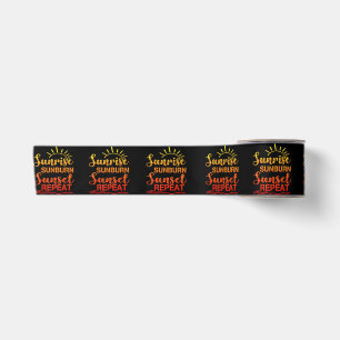 Sunrise Sunburn Sunset Repeat Retro Summer Satin Ribbon