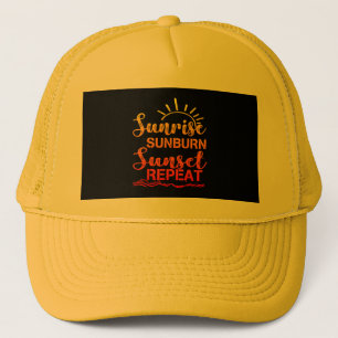 Sunrise Sunburn Sunset Repeat Retro Summer Trucker Hat