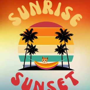 Sunrise Sunset a cat in a hammock Throw Pillow