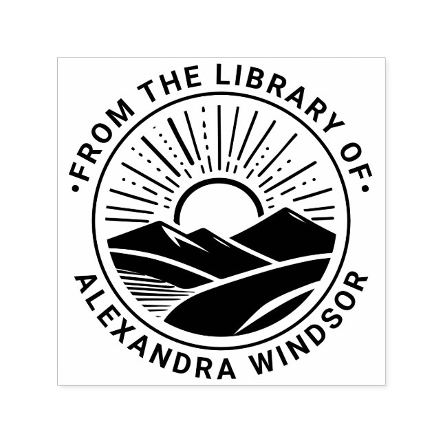 Sunrise Sunset Behind Mountns #2 Library Book Name Self-inking Stamp (Design)