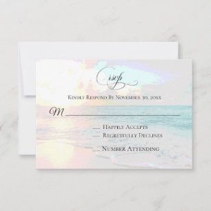 *~* Sunrise Sunset Sea Ocean - Beach Wedding RSVP Card