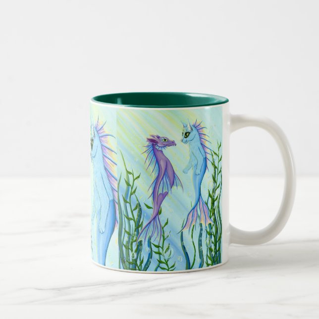 Sunrise Swim Sea Dragon Mermaid Cat Fine Art Mug (Right)
