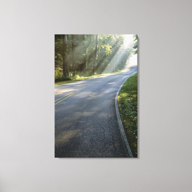 Sunrise through fog alongside Green River Canvas Print (Front)