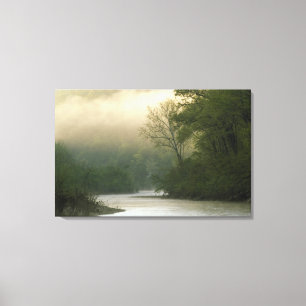 Sunrise through fog viewed from Red Bluff, Canvas Print