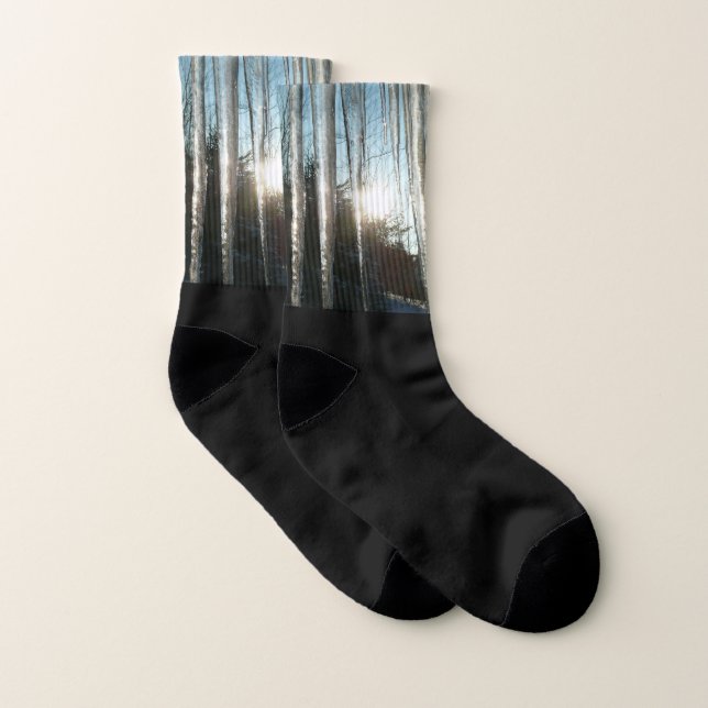 Sunrise Through Icicles Winter Nature Photography Socks (Pair)