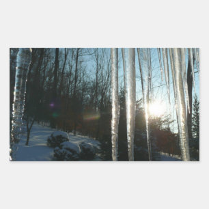 Sunrise Through Icicles Winter Nature Photography Sticker