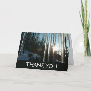 Sunrise Through Icicles Winter Nature Photography Thank You Card