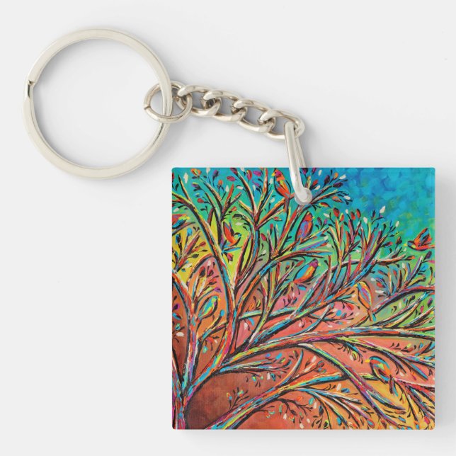 Sunrise Treetop Birds II Keychain (Front)