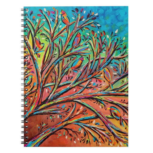 Sunrise Treetop Birds II Notebook (Front)