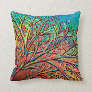 Sunrise Treetop Birds II Throw Pillow