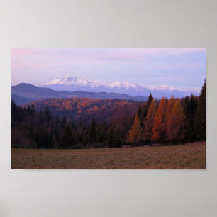 Sunrise view on Tatras from Beskid Sadecki Poster