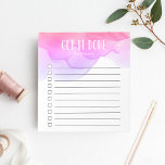 Sunrise Watercolor Personalized To-Do List Notepad<br><div class="desc">Stay motivated and on-task with this chic personalized to-do list note pad featuring "get it done" and your name at the top in white lettering on a colourful sunrise ombre watercolor background. With 10 checkboxes and a cool lined design, this custom notepad makes it easy for you to stay on...</div>