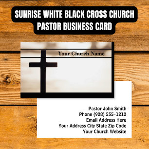 Sunrise White Black Cross Church Pastor Business Card
