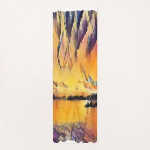 Sunrise with mountains and sea as a watercolor yoga mat