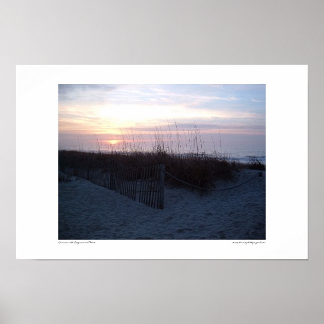 Sunrise with Seagrass and Fence Poster (Front)