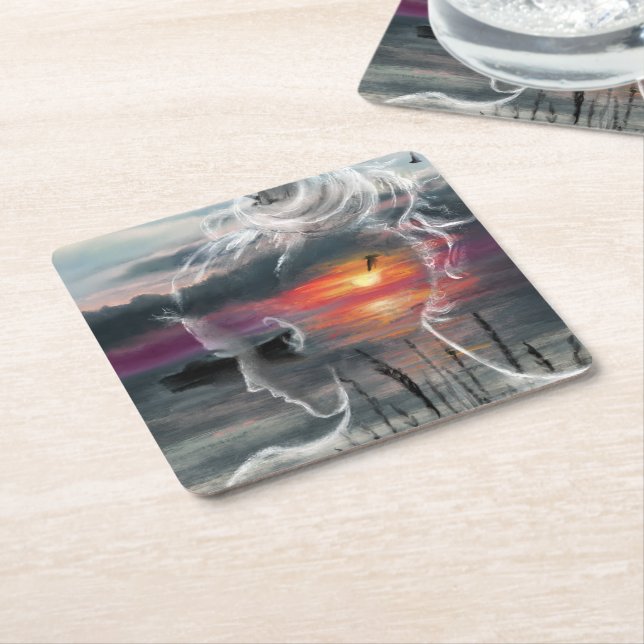 Sunrise Woman Paper Coaster (Angled)