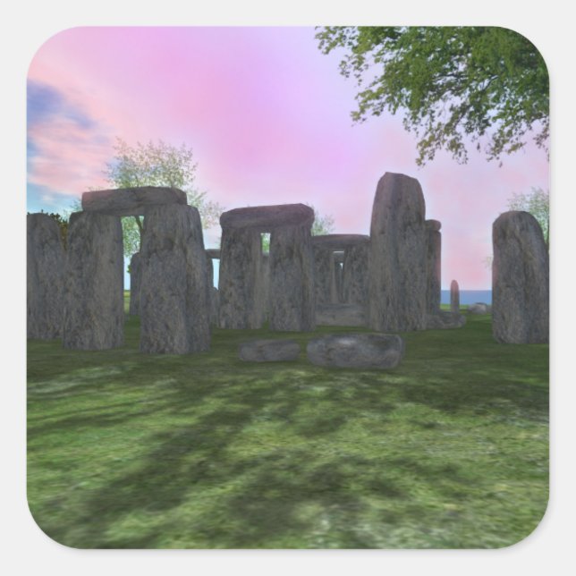 Sunrise Worship Stonehenge Square Stickers, Glossy Square Sticker (Front)