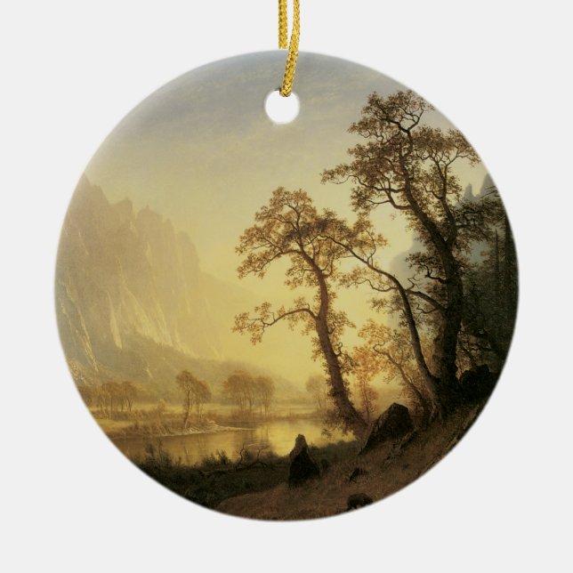 Sunrise, Yosemite Valley by Albert Bierstadt Ceramic Ornament (Front)