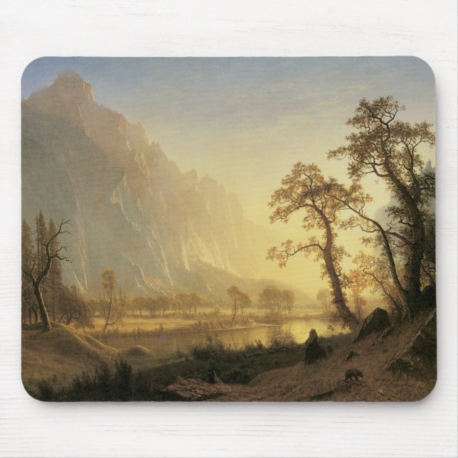 Sunrise, Yosemite Valley by Albert Bierstadt Mouse Pad (Front)