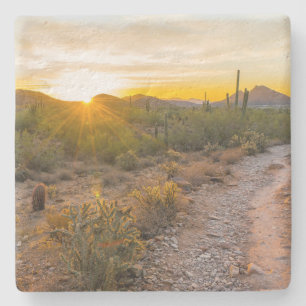 Sunrize Over Arizona Trail Stone Coaster