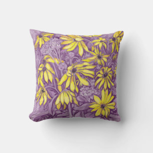 Sunroot Flowers Jerusalem Artichoke Purple Yellow Throw Pillow