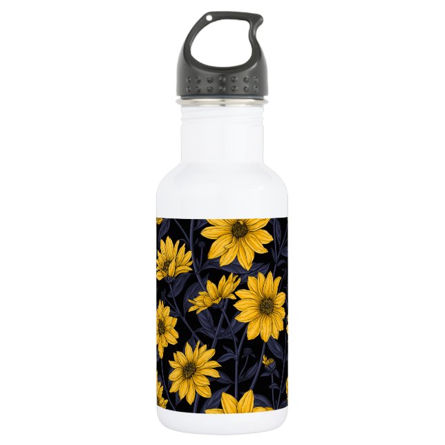 Sunroot, wild sunflower in yellow and blue 532 ml water bottle (Front)