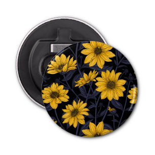 Sunroot, wild sunflower in yellow and blue bottle opener