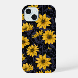 Sunroot, wild sunflower in yellow and blue iPhone 15 case