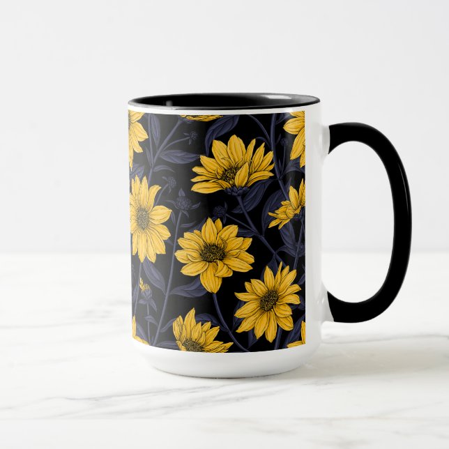 Sunroot, wild sunflower in yellow and blue mug (Right)